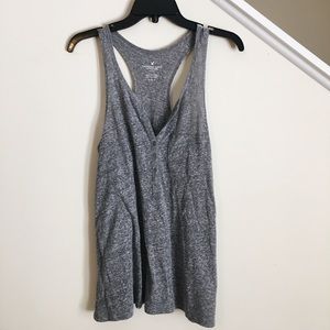 AEO Grey Heathered Tank Top Racerback w/ frocket